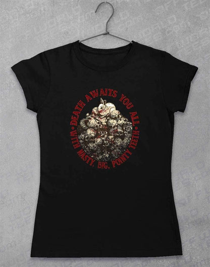 Death Awaits You Womens T-Shirt 8-10 / Black  - Off World Tees