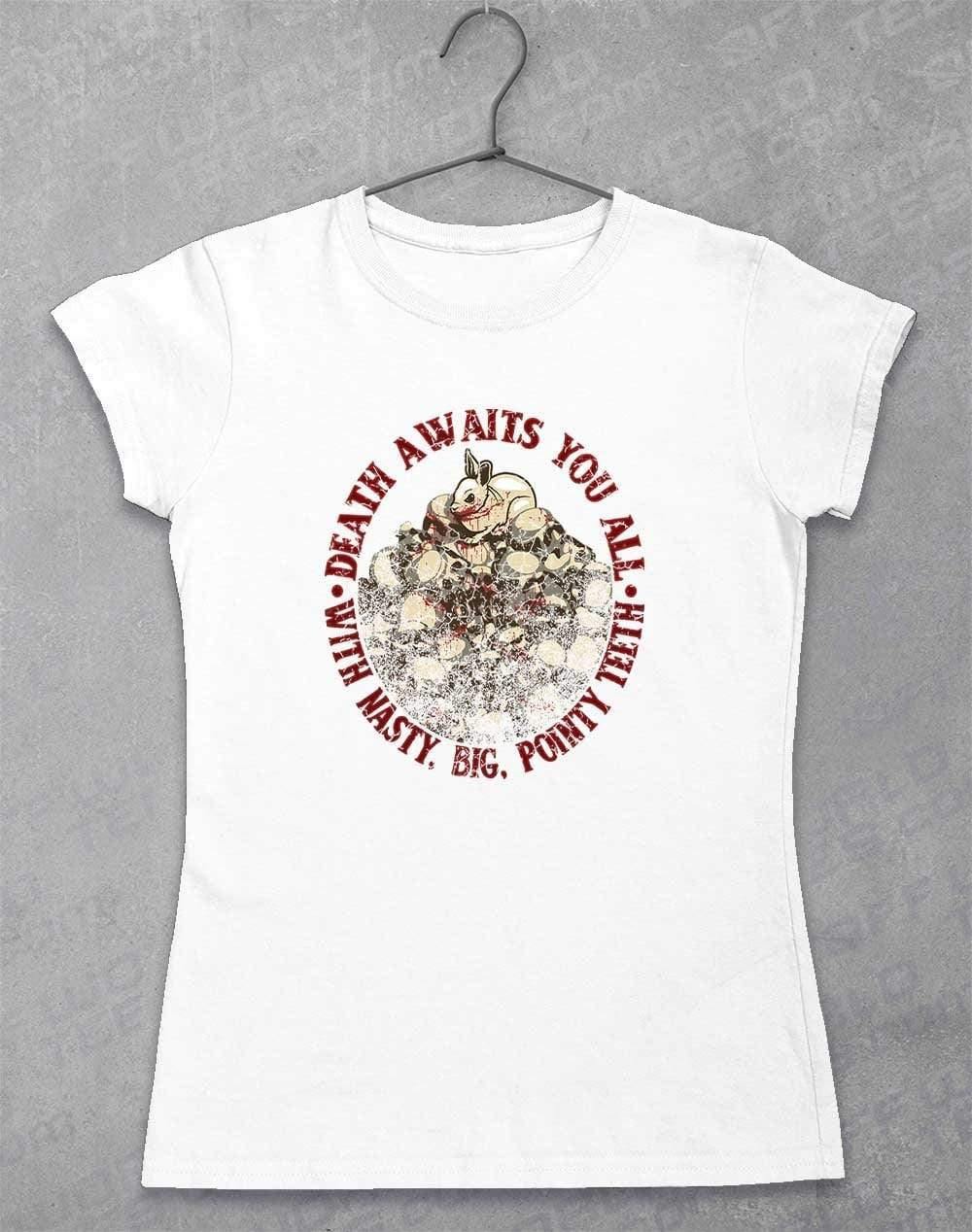 Death Awaits You Womens T-Shirt 8-10 / White  - Off World Tees