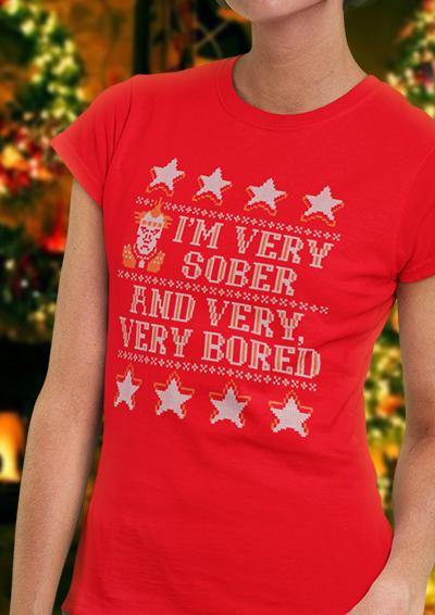 I'm Very Sober and Very Very Bored Festive Knitted-Look Women's T-Shirt  - Off World Tees