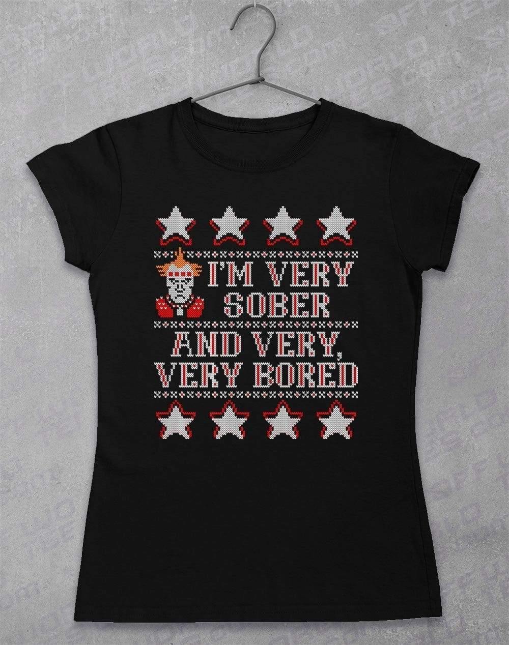 I'm Very Sober and Very Very Bored Festive Knitted-Look Women's T-Shirt 8-10 / Black  - Off World Tees
