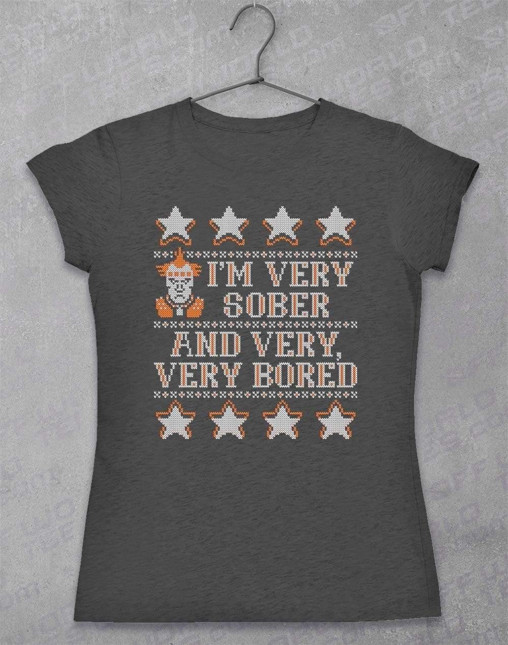 I'm Very Sober and Very Very Bored Festive Knitted-Look Women's T-Shirt 8-10 / Dark Heather  - Off World Tees
