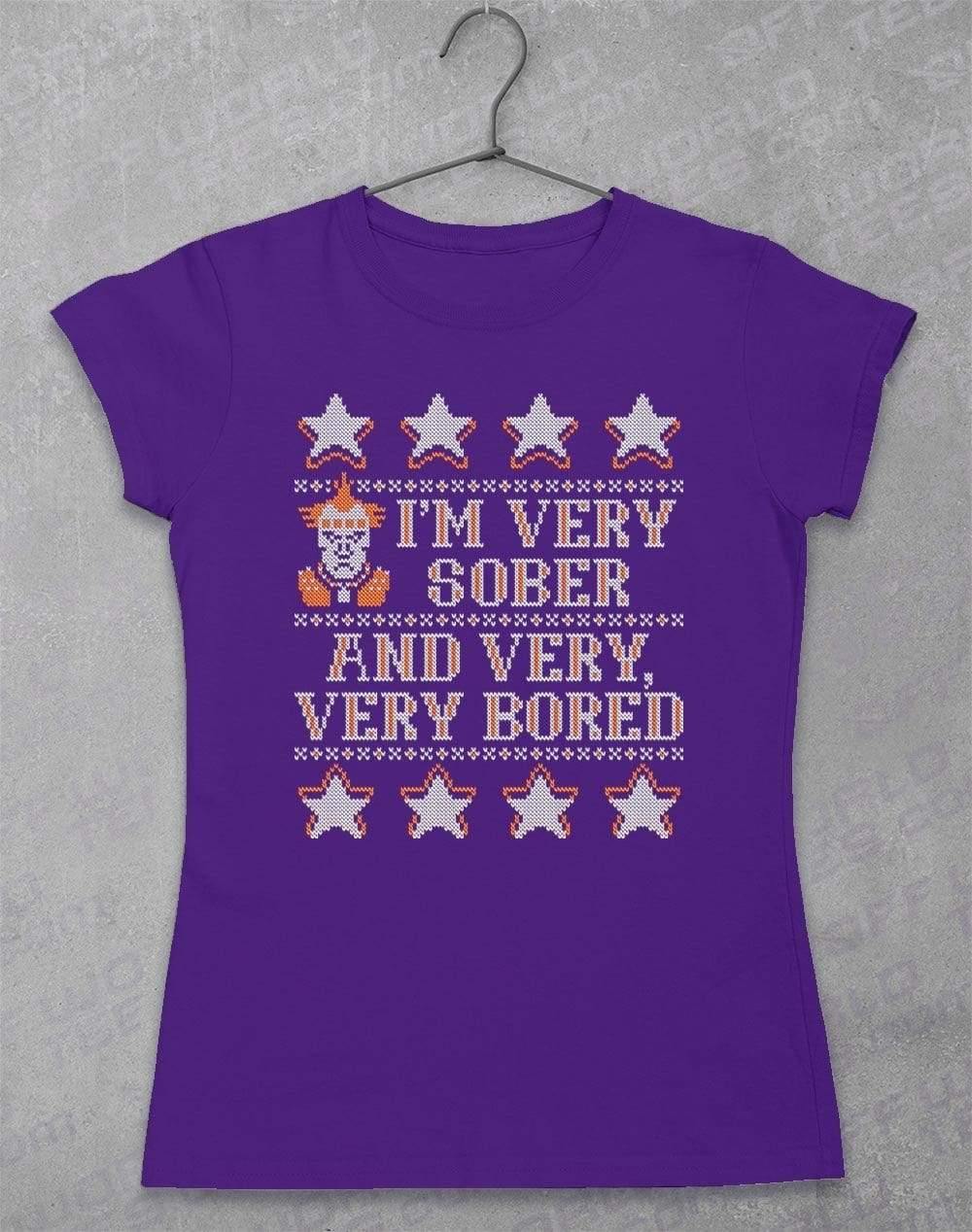 I'm Very Sober and Very Very Bored Festive Knitted-Look Women's T-Shirt 8-10 / Lilac  - Off World Tees
