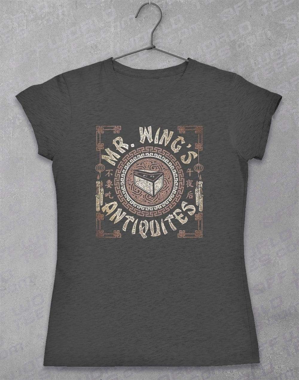 Mr Wing's Antiquities Women's T-Shirt 8-10 / Dark Heather  - Off World Tees