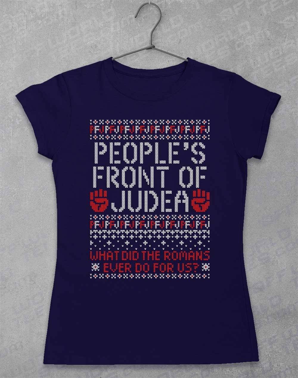 PFJ Festive Knitted-Look Women's T-Shirt 8-10 / Navy  - Off World Tees