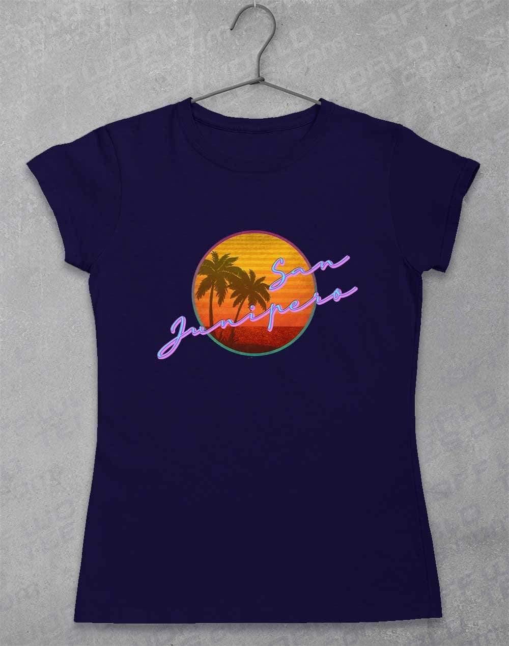 San Junipero 80s Neon Womens T-Shirt 8-10 / Navy  - Off World Tees