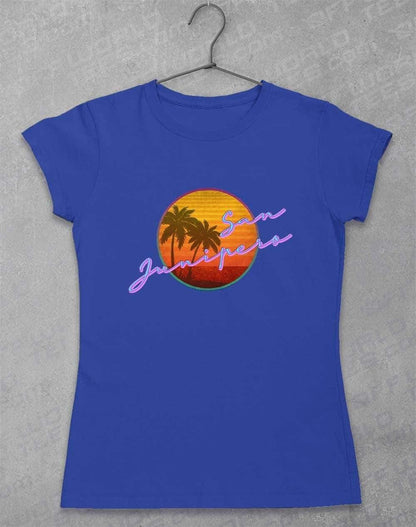 San Junipero 80s Neon Womens T-Shirt 8-10 / Royal  - Off World Tees