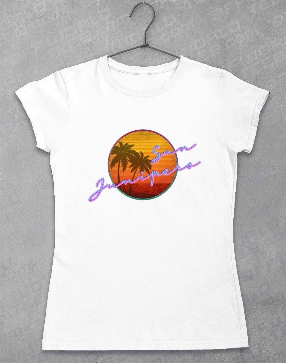 San Junipero 80s Neon Womens T-Shirt 8-10 / White  - Off World Tees