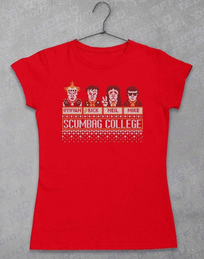 Scumbag College Festive Knitted-Look Women's T-Shirt 8-10 / Red  - Off World Tees