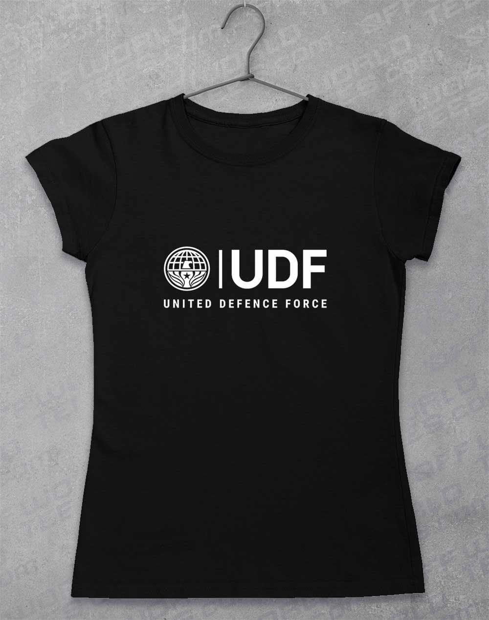 UDF United Defense Force Womens T-Shirt 8-10 / Black  - Off World Tees