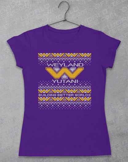 Weyland Yutani Festive Knitted-Look Women's T-Shirt 8-10 / Lilac  - Off World Tees
