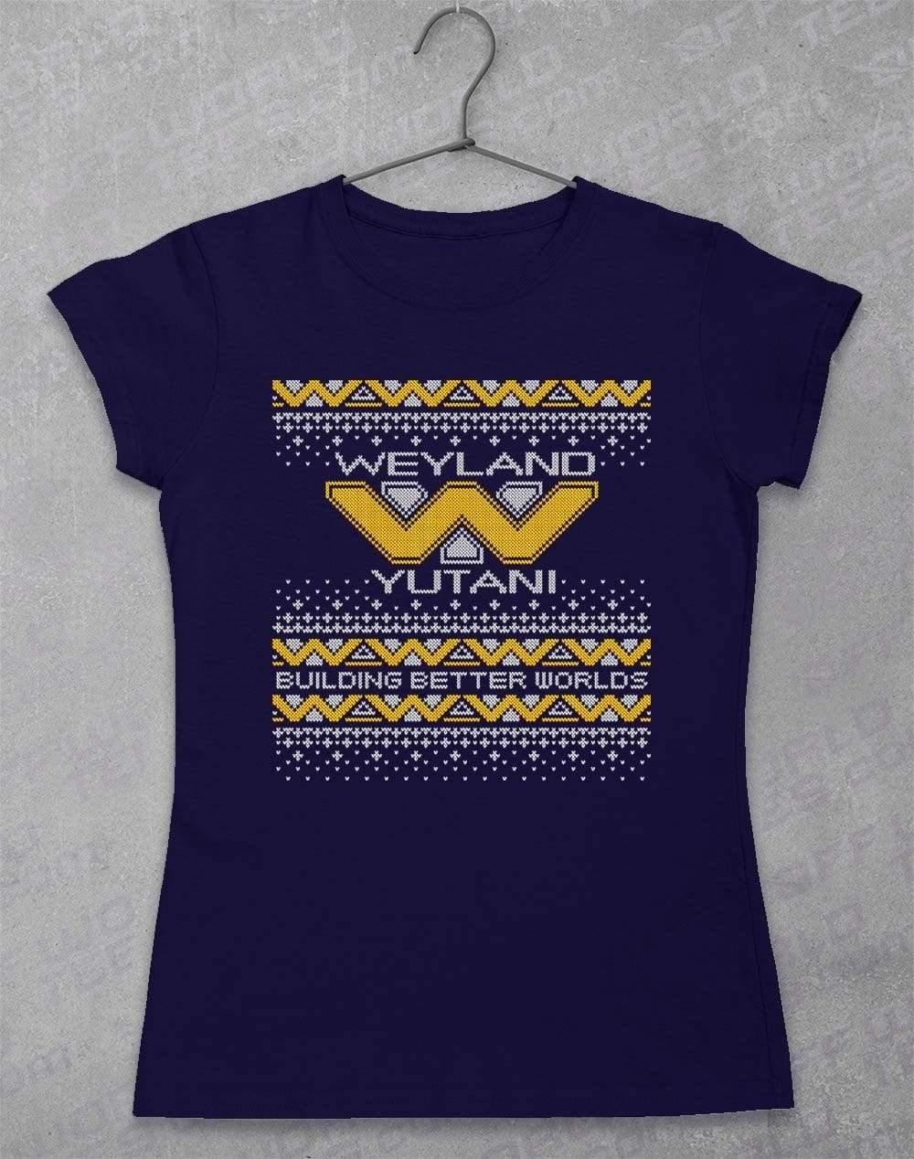 Weyland Yutani Festive Knitted-Look Women's T-Shirt 8-10 / Navy  - Off World Tees