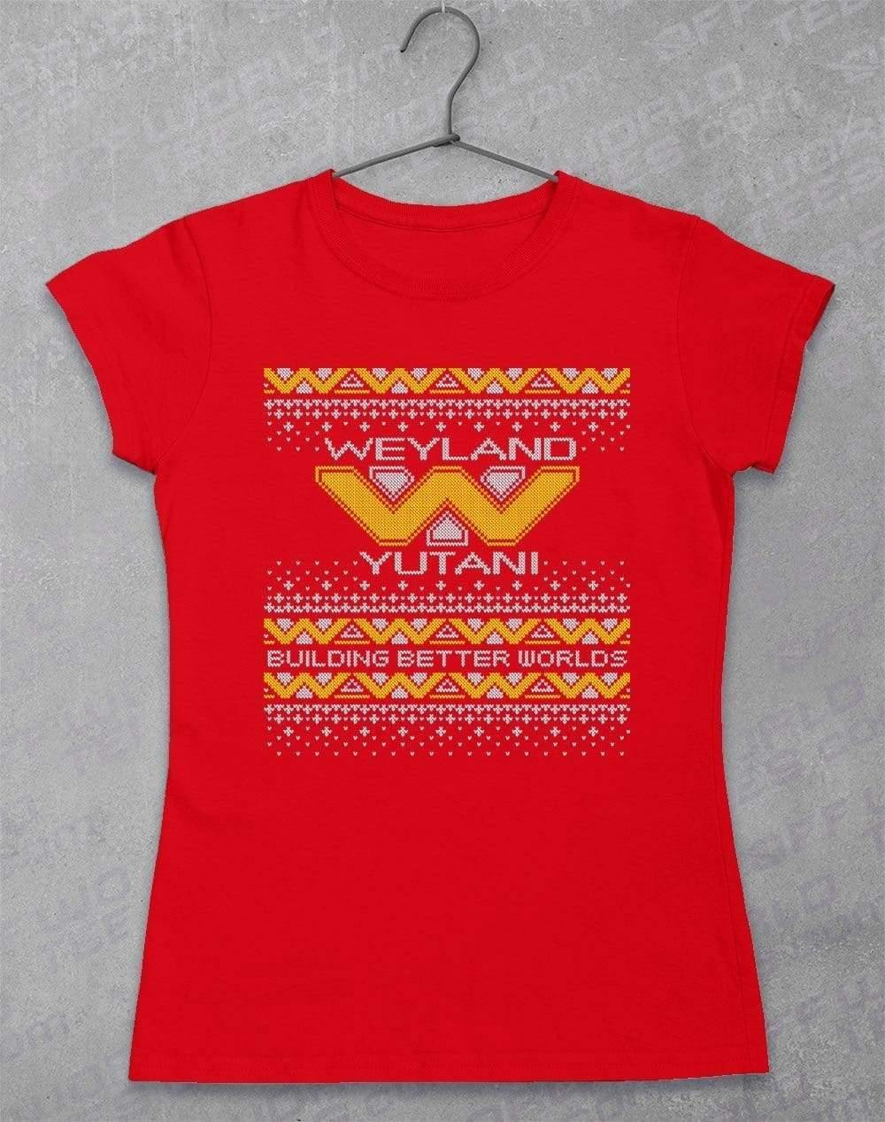 Weyland Yutani Festive Knitted-Look Women's T-Shirt 8-10 / Red  - Off World Tees