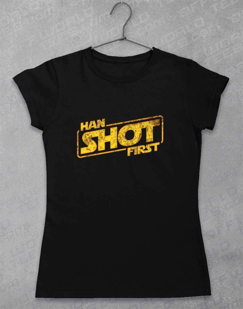 Han Shot First - Womens T-Shirt 8-10 / Black  - Off World Tees