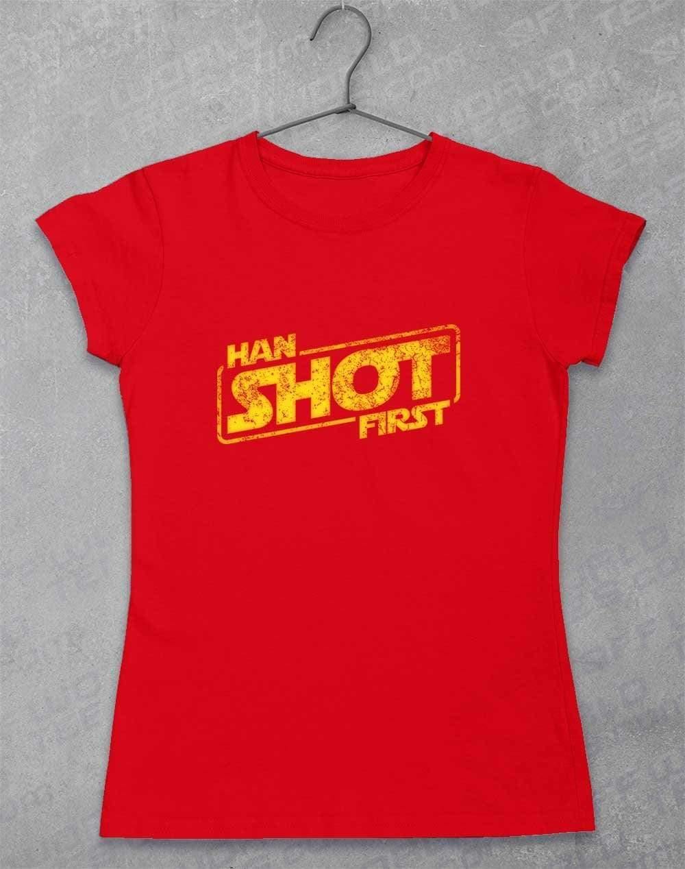 Han Shot First - Womens T-Shirt 8-10 / Red  - Off World Tees