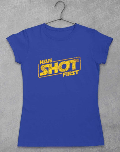 Han Shot First - Womens T-Shirt 8-10 / Royal  - Off World Tees