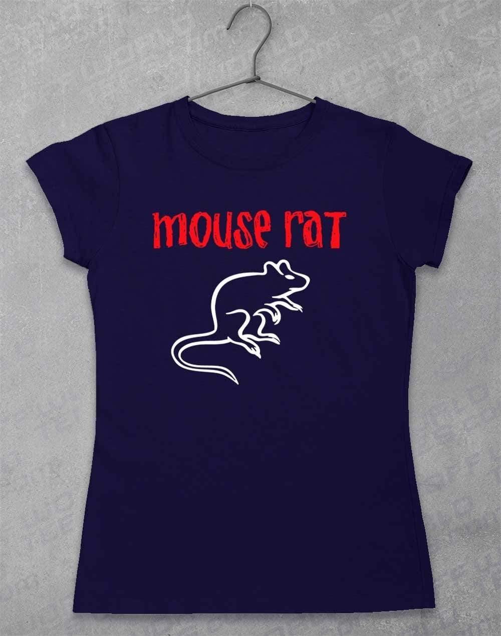 Mouse Rat Text Logo Womens T-Shirt 8-10 / Navy  - Off World Tees