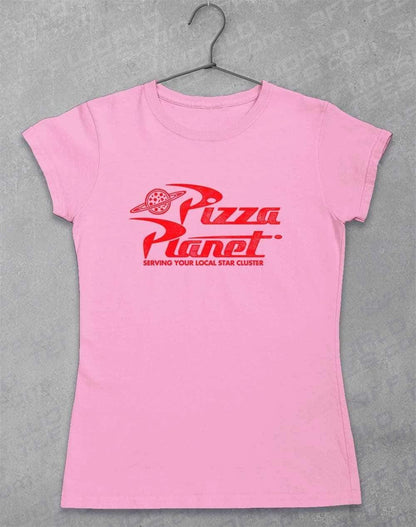 Pizza Planet Distressed Logo Womens T-Shirt 8-10 / Light Pink  - Off World Tees