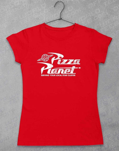 Pizza Planet Distressed Logo Womens T-Shirt 8-10 / Red  - Off World Tees
