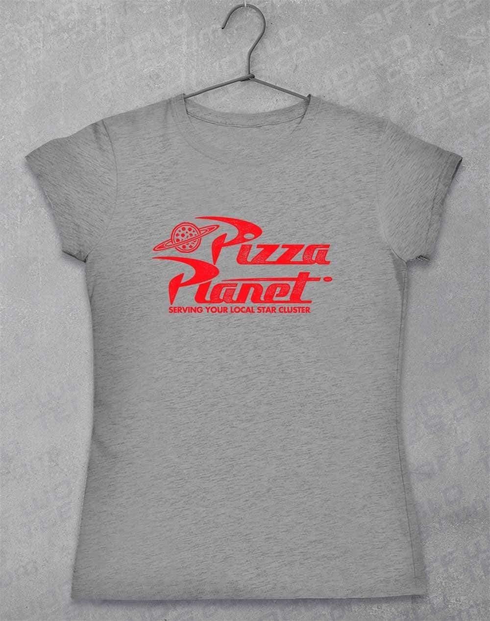 Pizza Planet Distressed Logo Womens T-Shirt 8-10 / Sport Grey  - Off World Tees