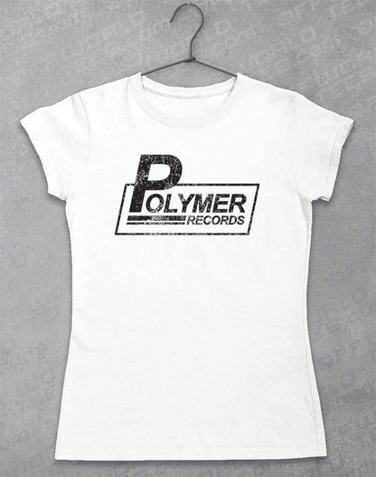 Polymer Records Distressed Logo Womens T-Shirt 8-10 / White  - Off World Tees