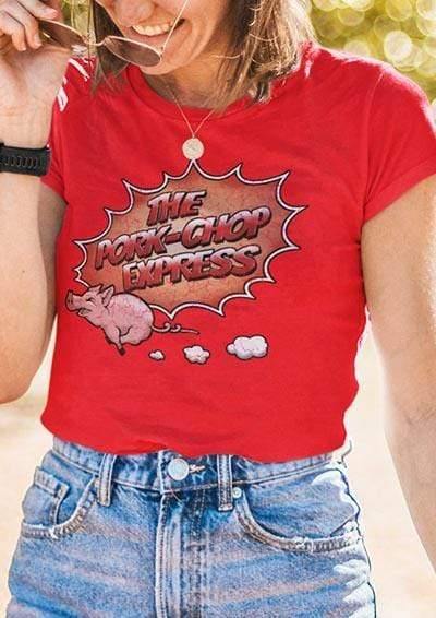 Pork Chop Express Distressed Logo Womens T-Shirt  - Off World Tees