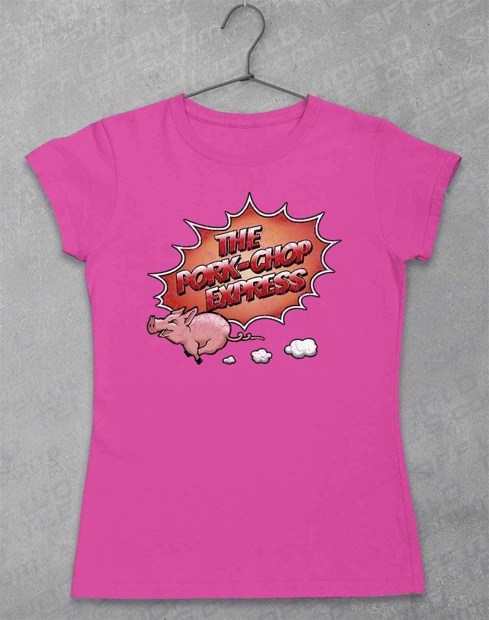 Pork Chop Express Distressed Logo Womens T-Shirt 8-10 / Azalea  - Off World Tees