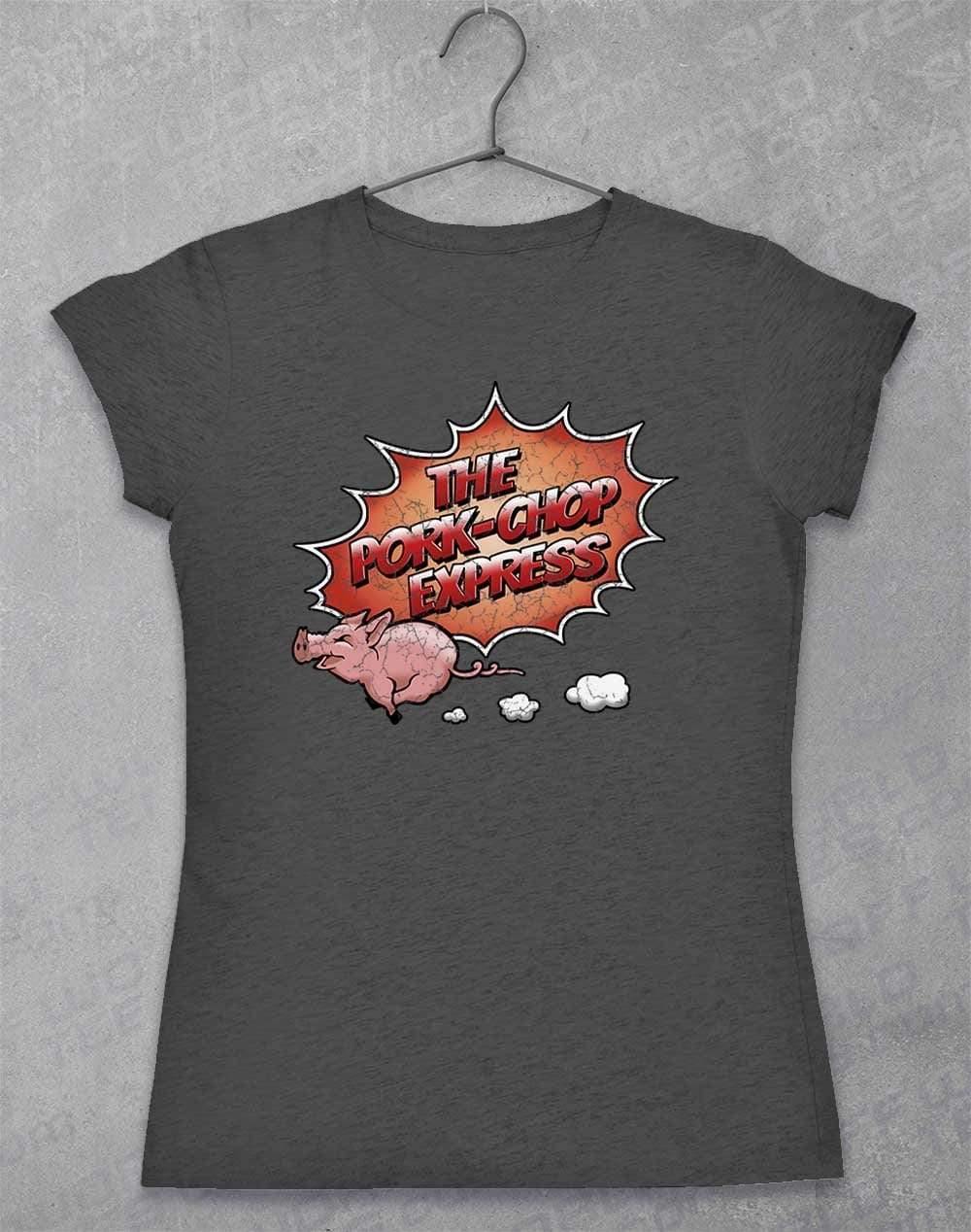 Pork Chop Express Distressed Logo Womens T-Shirt 8-10 / Dark Heather  - Off World Tees