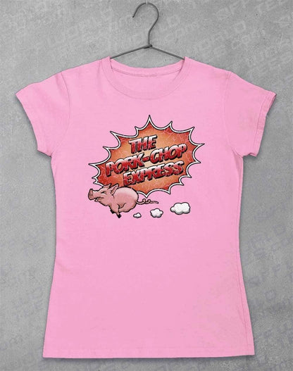 Pork Chop Express Distressed Logo Womens T-Shirt 8-10 / Light Pink  - Off World Tees