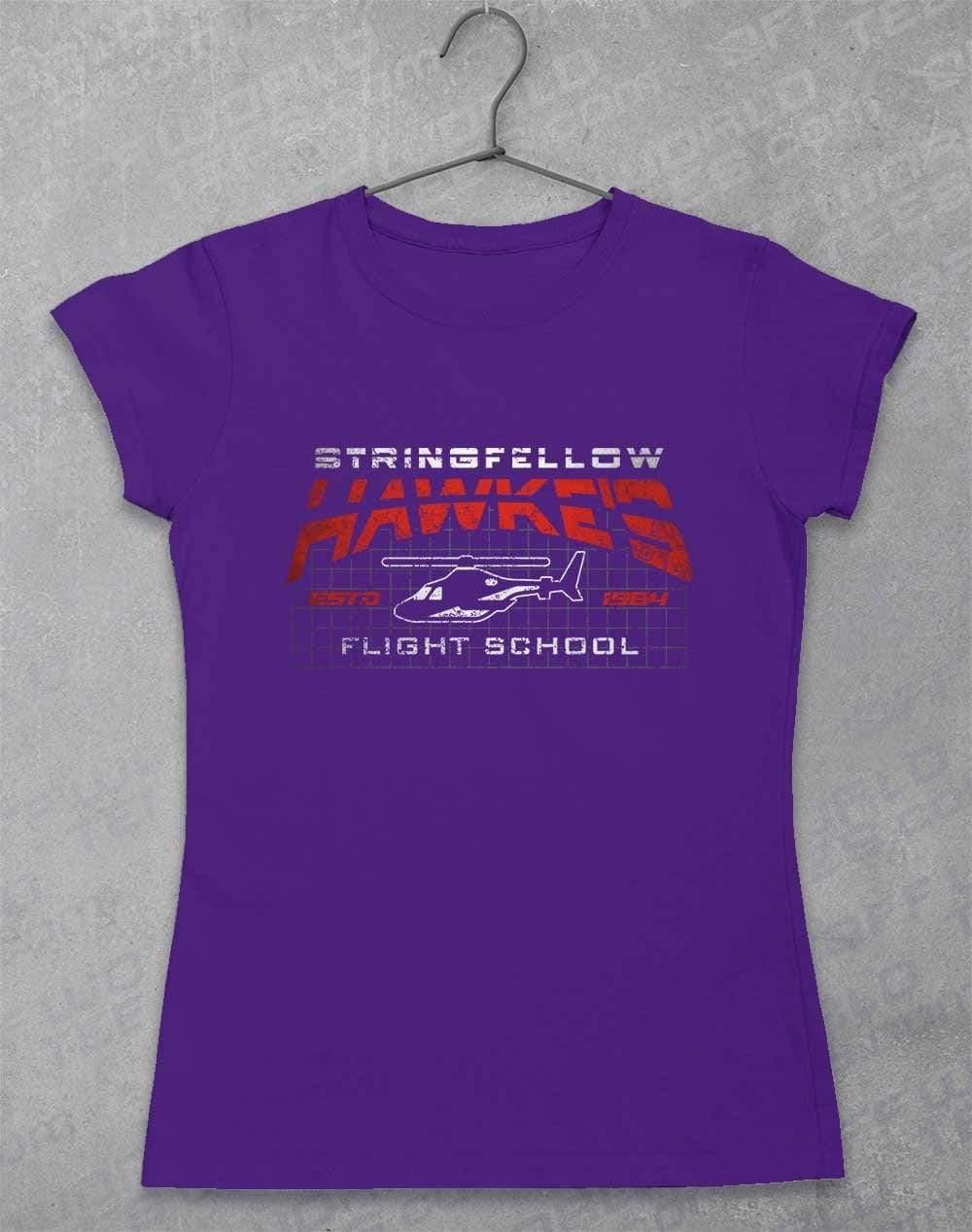 Stringfellow Hawke's Flight School 1984 Womens T-Shirt 8-10 / Lilac  - Off World Tees