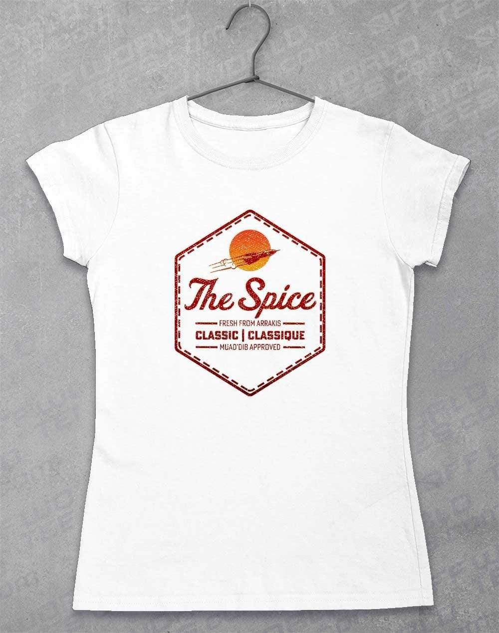 The Spice Retro Logo Womens T-Shirt 8-10 / White  - Off World Tees