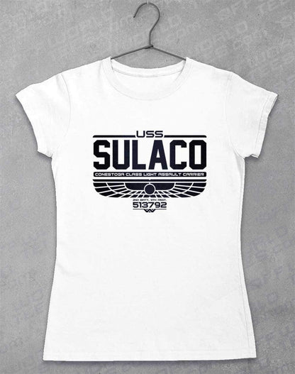 USS Sulaco Womens T-Shirt 8-10 / White  - Off World Tees