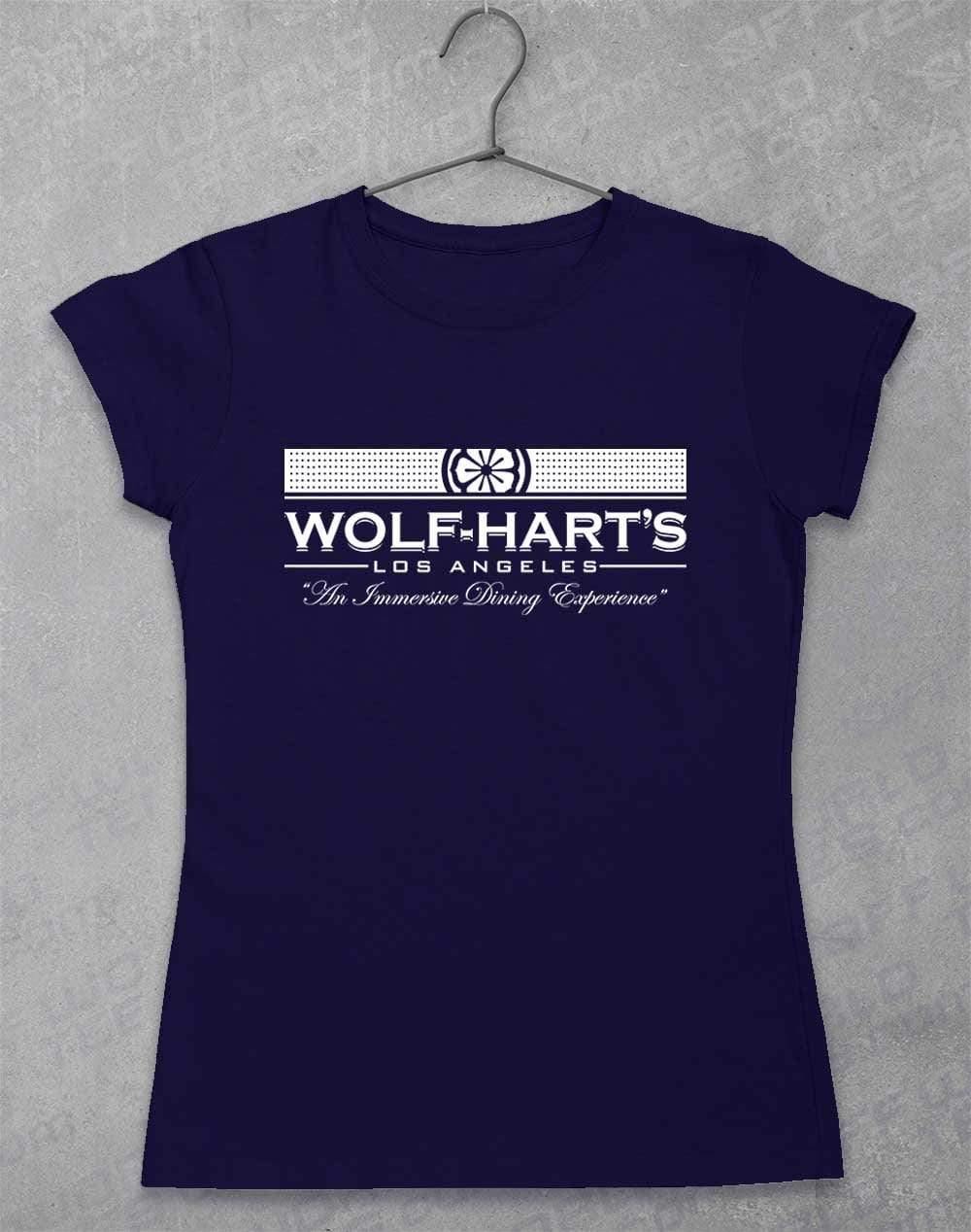 Wolf-Hart's Dining Experience Womens T-Shirt 8-10 / Navy  - Off World Tees