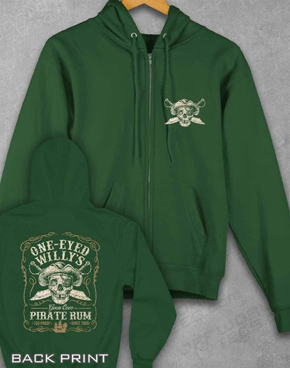 One-Eyed Willy's Pirate Rum Ziphood XS / Bottle Green  - Off World Tees