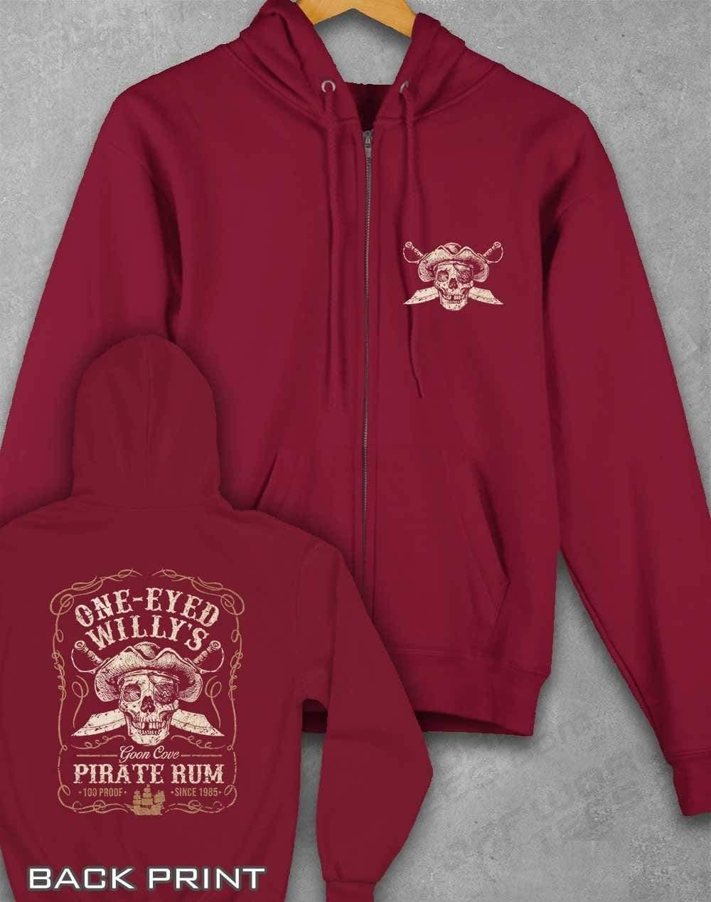 One-Eyed Willy's Pirate Rum Ziphood XS / Burgundy  - Off World Tees