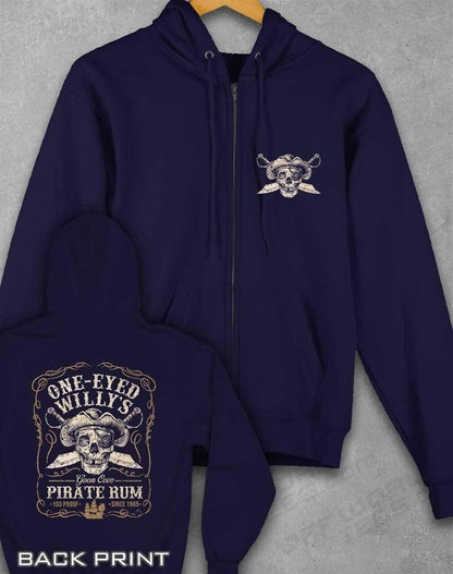 One-Eyed Willy's Pirate Rum Ziphood XS / Oxford Navy  - Off World Tees