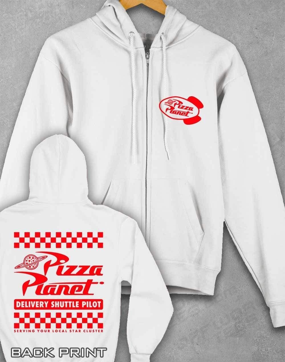 Pizza Planet Shuttle Pilot with Back Print Ziphood XS / Arctic White  - Off World Tees