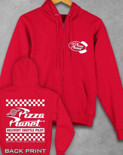 Pizza Planet Shuttle Pilot with Back Print Ziphood XS / Fire Red  - Off World Tees