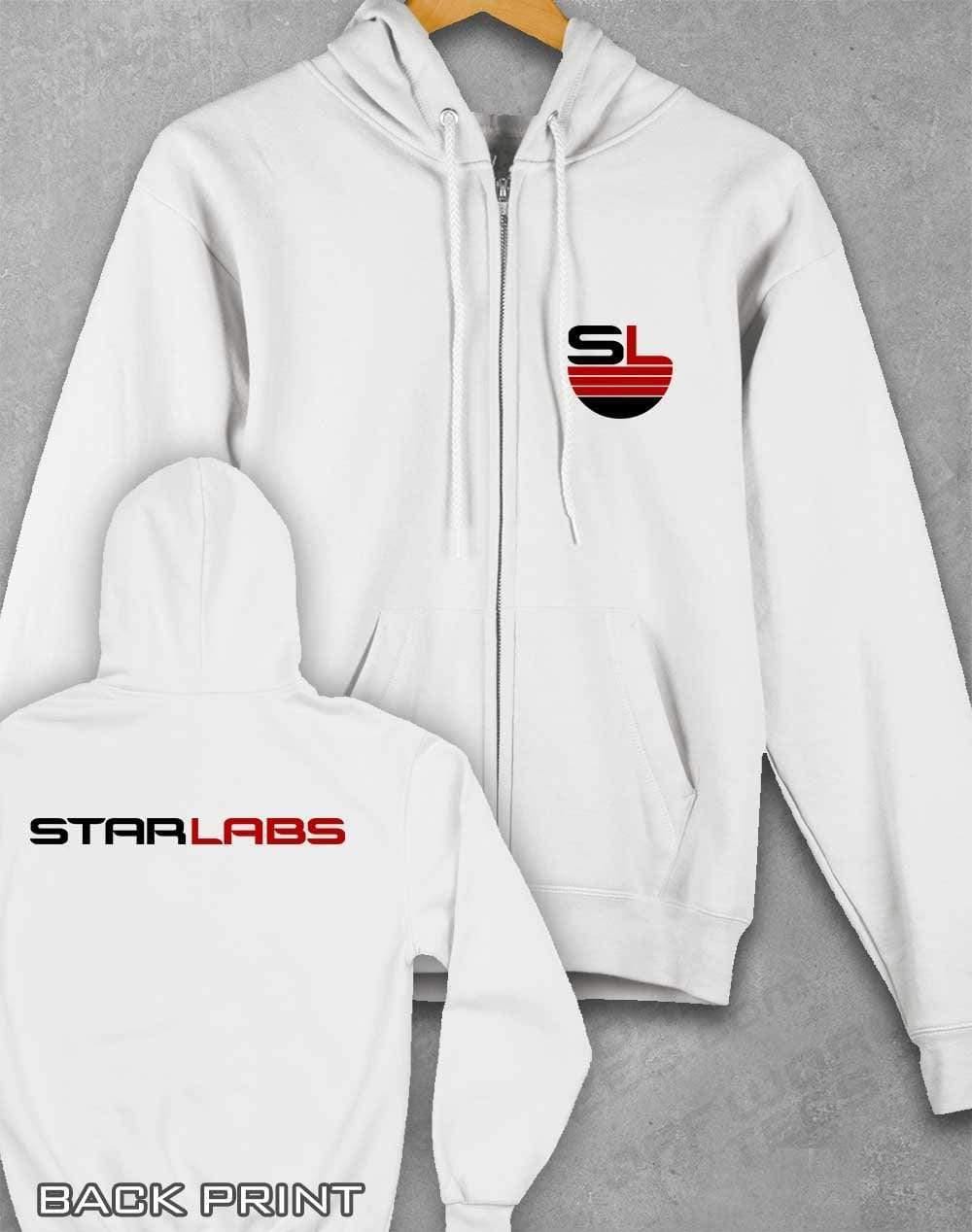 Star Labs Zipped Hoodie with Back Print XS / Arctic White  - Off World Tees