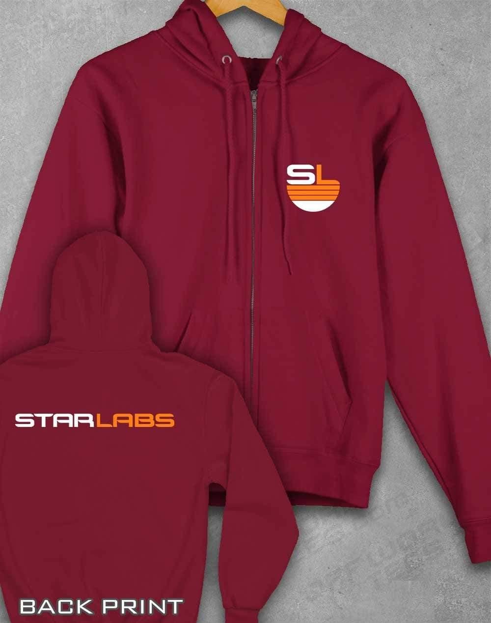 Star Labs Zipped Hoodie with Back Print XS / Burgundy  - Off World Tees