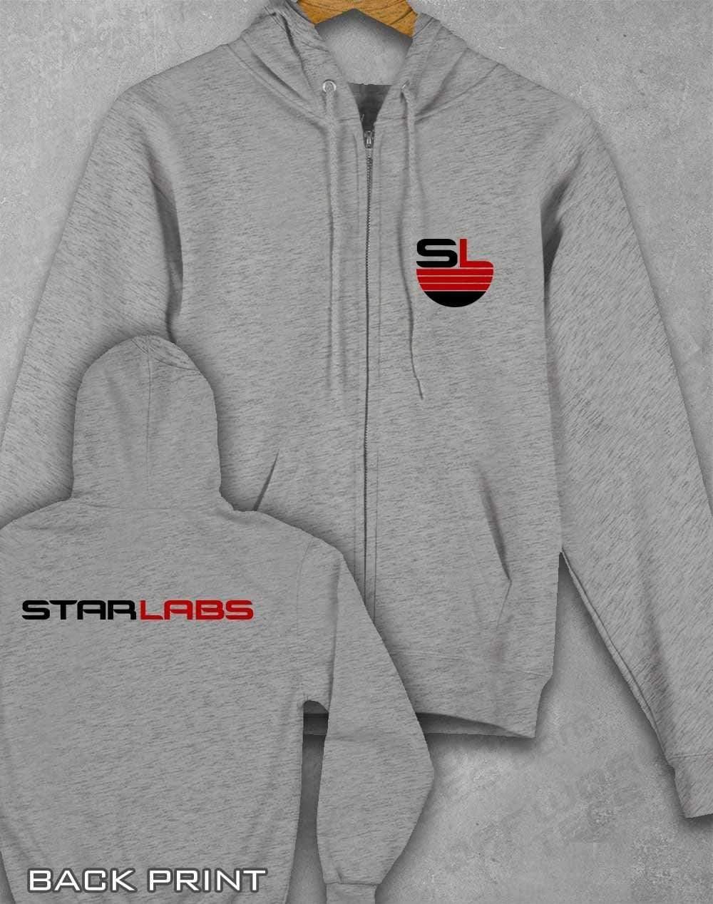 Star Labs Zipped Hoodie with Back Print XS / Heather Grey  - Off World Tees