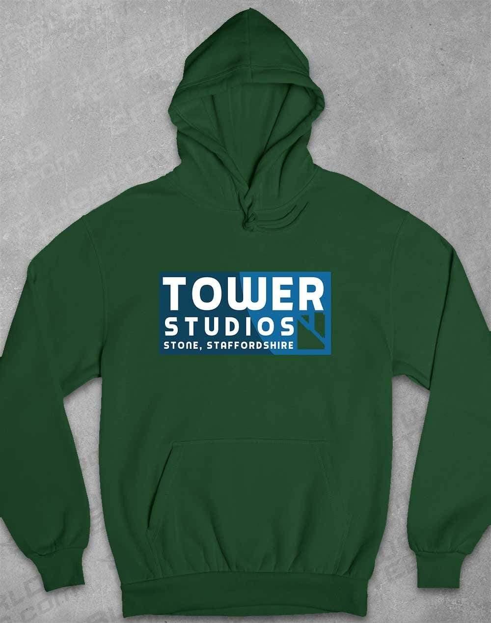 Tower Studios Cut Out Logo Hoodie XS / Bottle Green  - Off World Tees