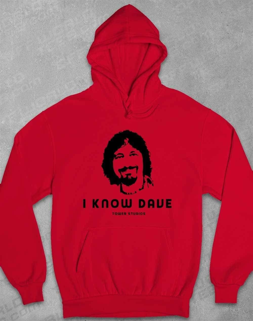 Tower Studios I Know Dave Hoodie XS / Fire Red  - Off World Tees