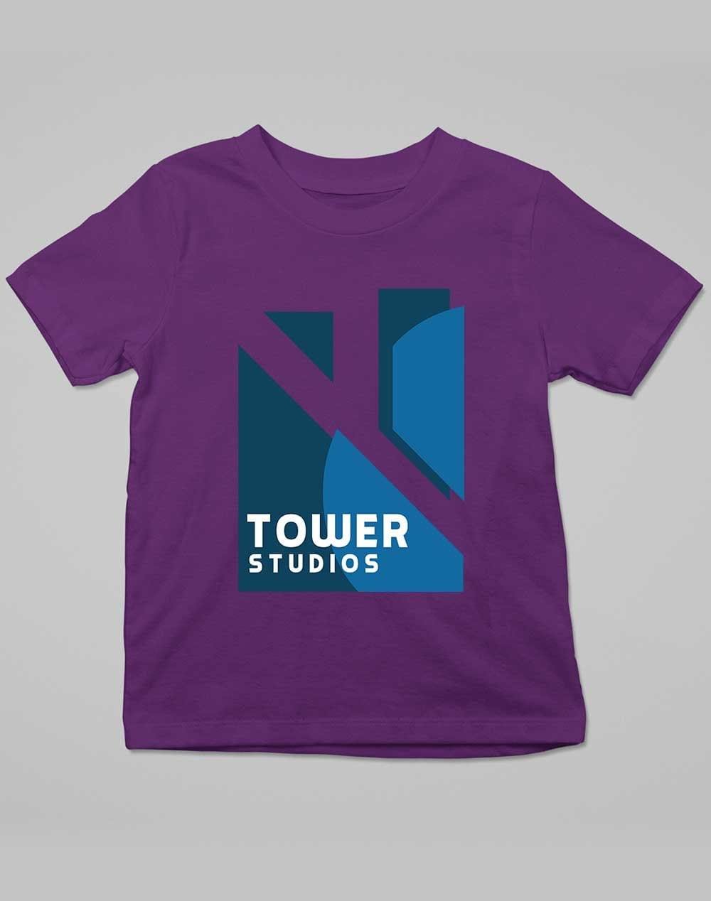 Tower Studios Logo Kids T-Shirt 3-4 years / Dark Purple  - Off World Tees