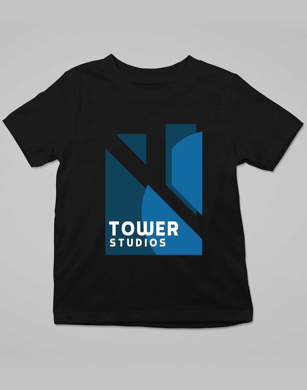 Tower Studios Logo Kids T-Shirt 3-4 years / Deep Black  - Off World Tees