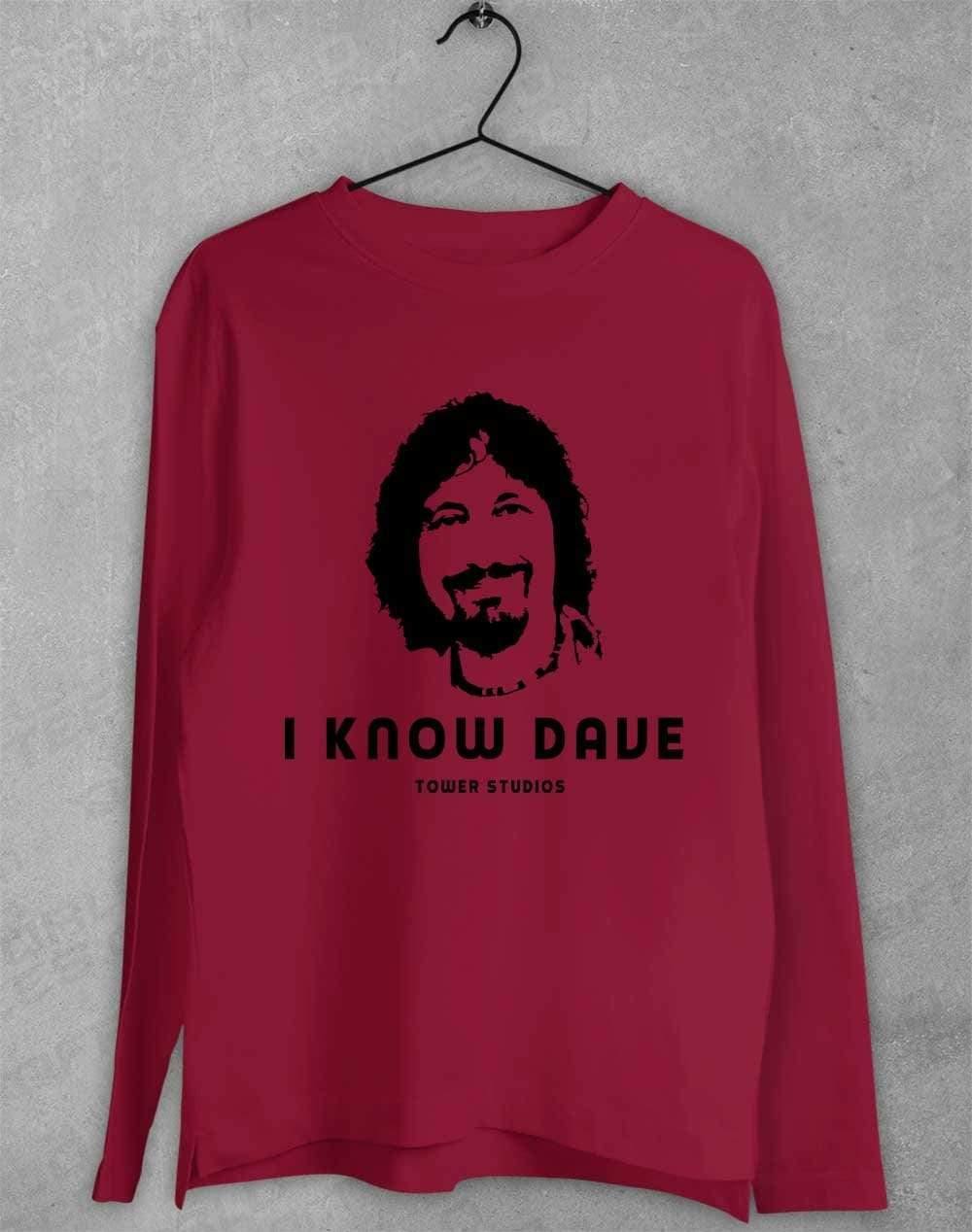 Tower Studios I Know Dave Long Sleeve T-Shirt S / Cardinal  - Off World Tees