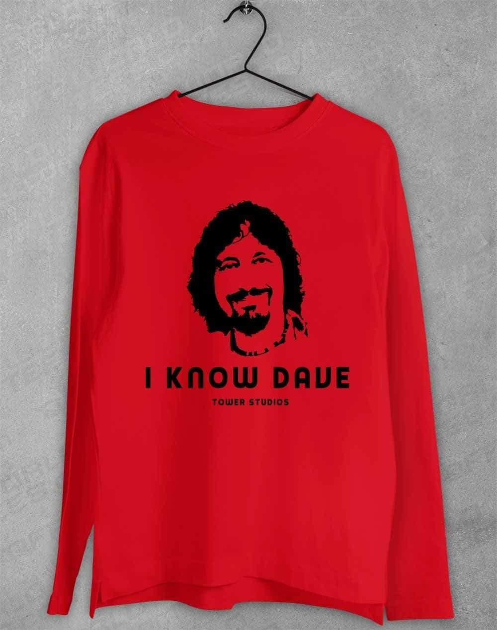 Tower Studios I Know Dave Long Sleeve T-Shirt S / Red  - Off World Tees