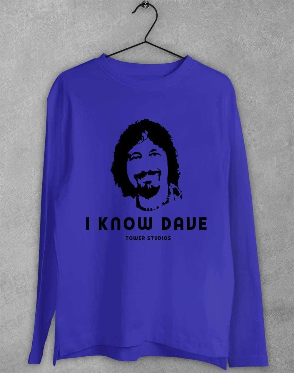Tower Studios I Know Dave Long Sleeve T-Shirt S / Royal  - Off World Tees