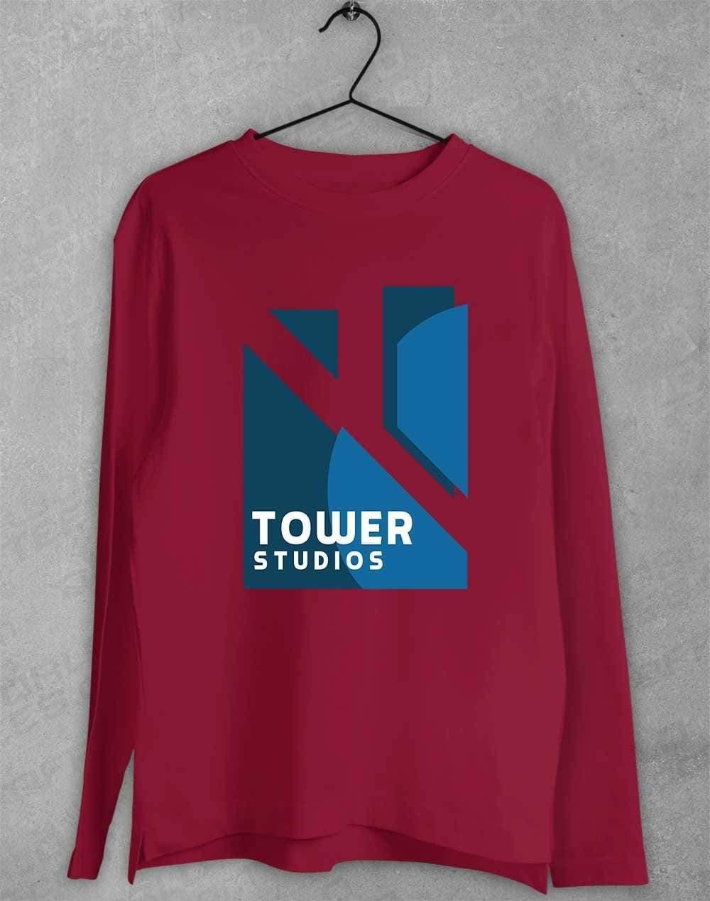Tower Studios Logo Long Sleeve T-Shirt S / Cardinal  - Off World Tees