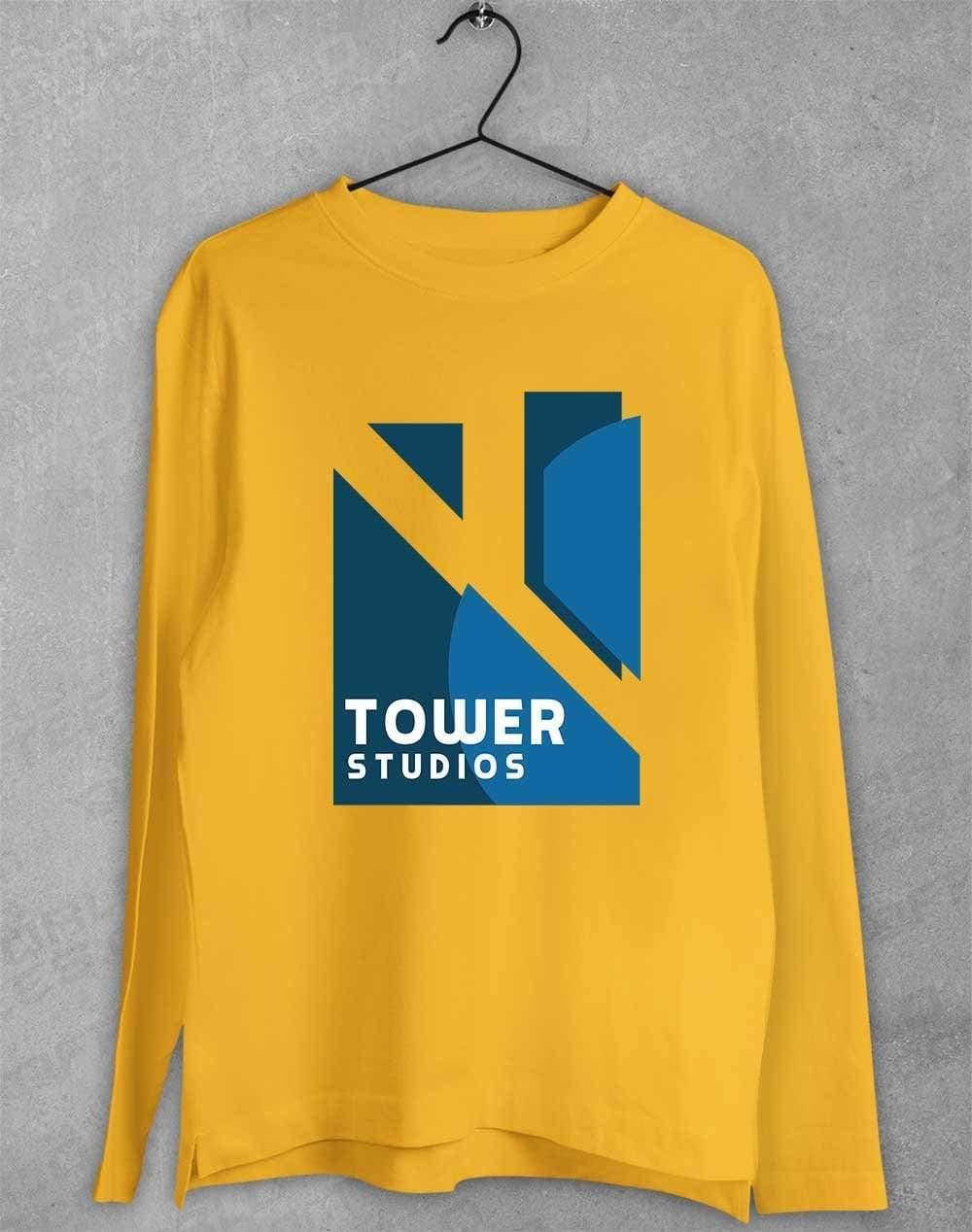 Tower Studios Logo Long Sleeve T-Shirt S / Gold  - Off World Tees