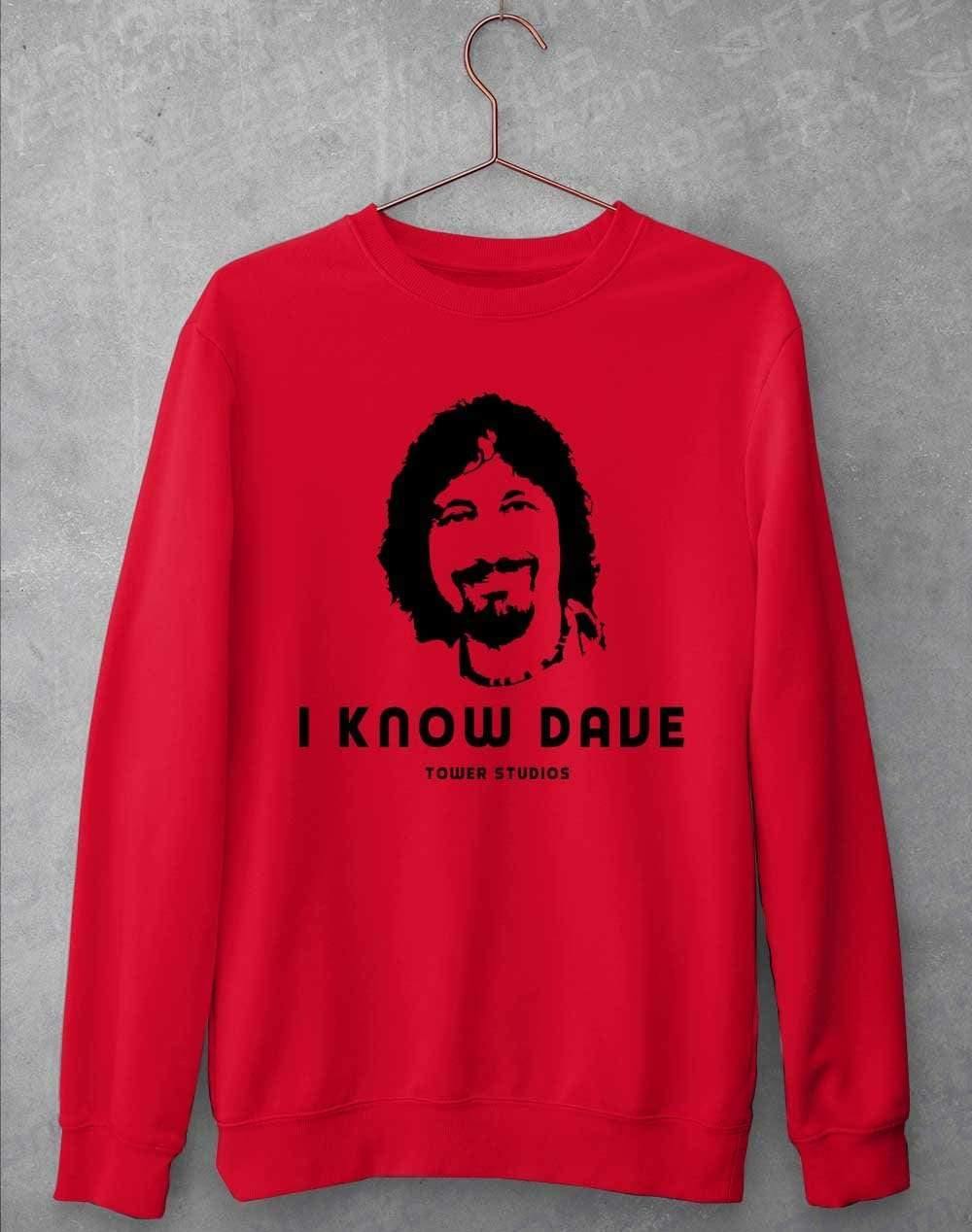 Tower Studios I Know Dave Sweatshirt S / Fire Red  - Off World Tees